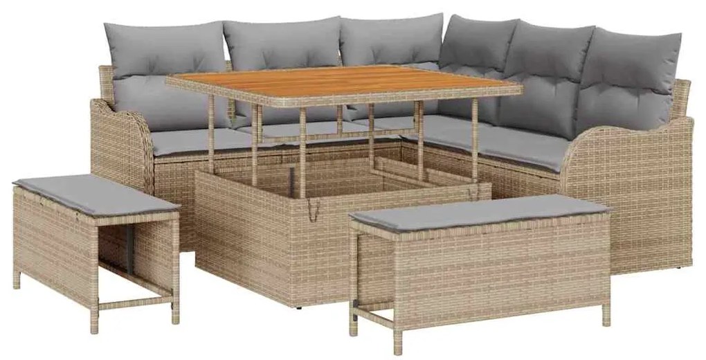 vidaXL Σετ Καναπέ Κήπου 8 pcs Μπεζ συνθετικό ρατάν