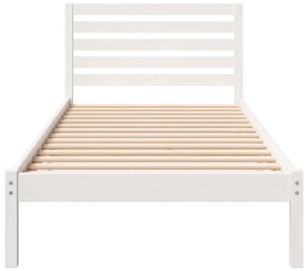 vidaXL Σκελετός Κρεβατιού Λευκό 90 x 210 cm Μασίφ ξύλο πεύκου