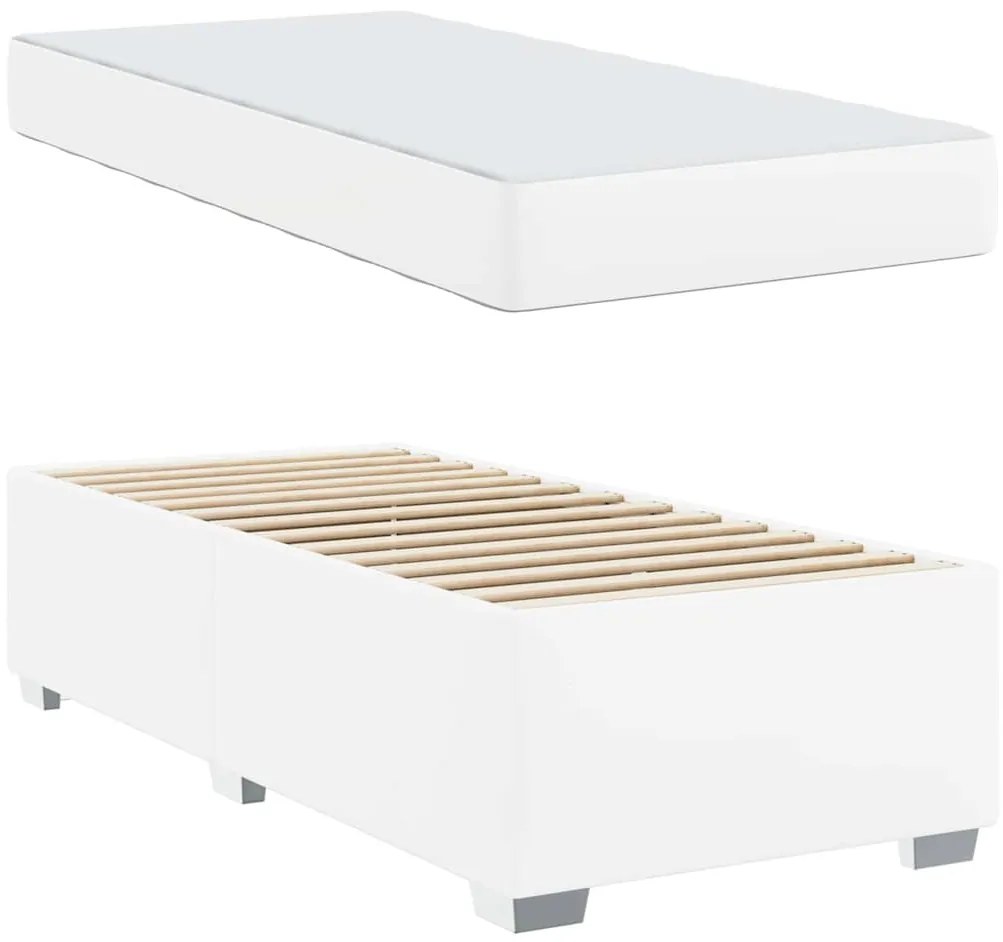 vidaXL Σκελετός Κρεβατιού Λευκό 90 x 190 cm Τεχνητό δέρμα