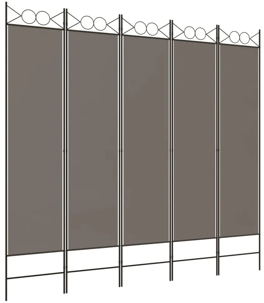 vidaXL Διαχωριστικό Δωματίου με 5 Πάνελ Ανθρακί 200x200 εκ. από Ύφασμα