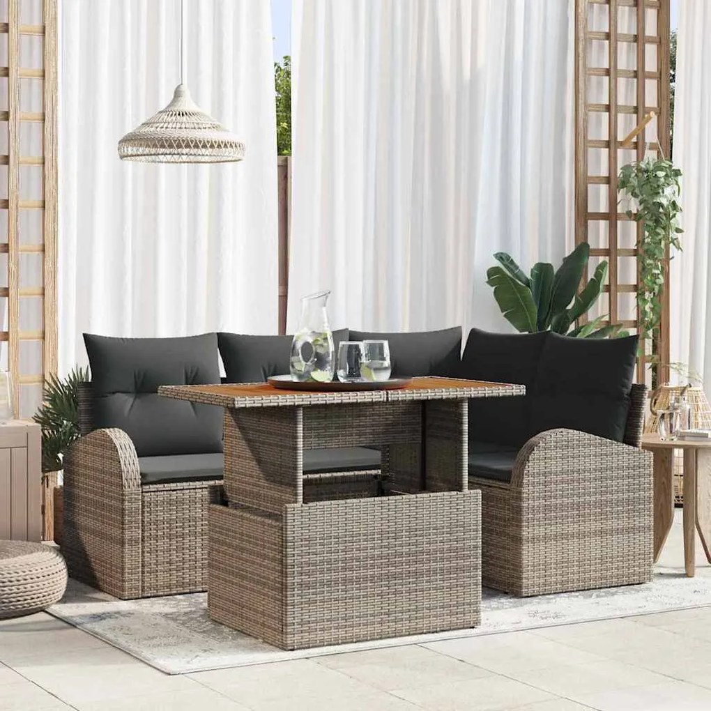 vidaXL Σετ Καναπέ Κήπου με μαξιλάρι 5 pcs Γκρι 100 x 55 x 73 εκ