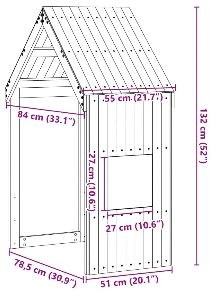 Οροφή Κρεβατιού Παιδική Καφέ 55x84x132 εκ. Μασίφ Ξύλο Πεύκου - Καφέ