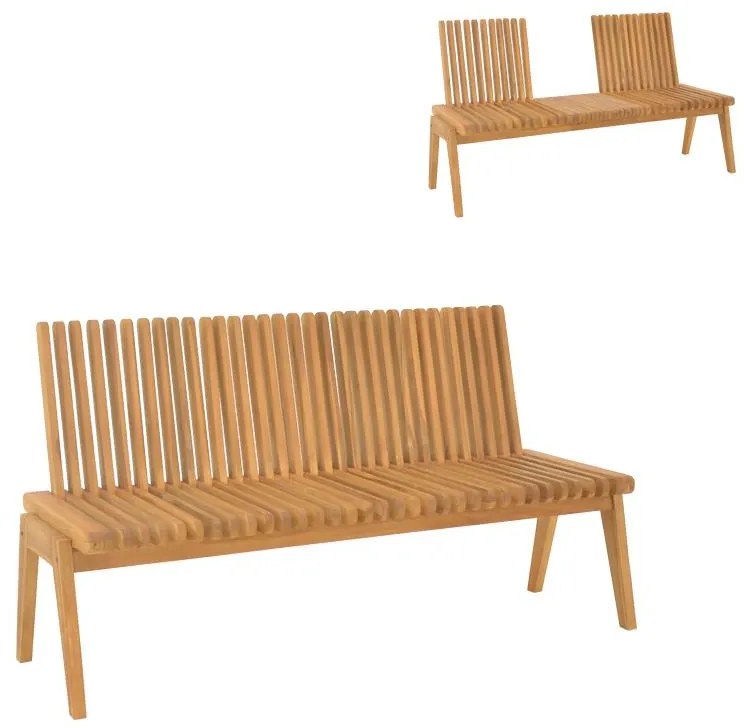 Παγκάκι Jey teak ξύλο σε φυσική απόχρωση 120x45x40εκ 120x57.5x80 εκ.