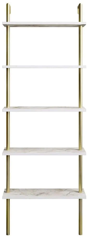 Ραφιέρα Δαπέδου Paula 541HDL1307 60x22x174cm Marble Effect White-Gold