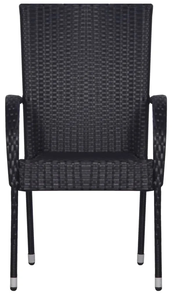 vidaXL Σετ Τραπεζαρίας Κήπου 7 Τεμαχίων Μαύρο