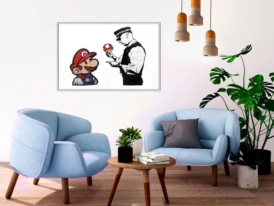 Αφίσα - Banksy: Mario and Copper - 30x20 - Χρυσό - Χωρίς πασπαρτού