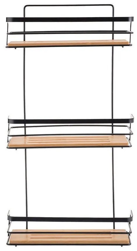 Ραφιέρα Μπάνιου 3 Θέσεων Essentials 02-12779 25,5x10,5x49cm Natural-Black Estia Metal,Bamboo