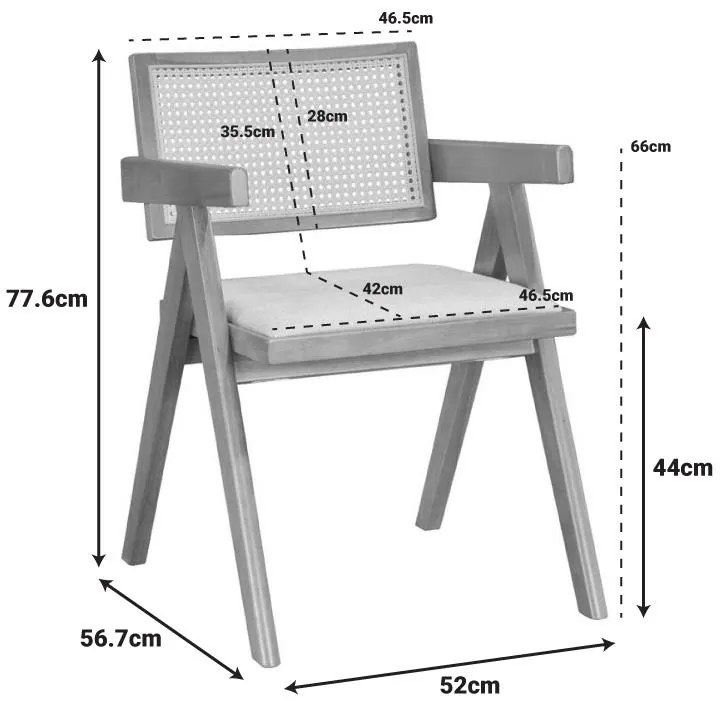 Καρέκλα - Πολυθρόνα Winslow φυσικό rubberwood 52x59x79εκ 52x59x79 εκ.