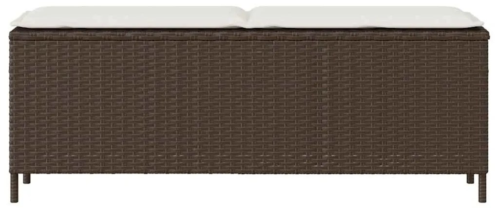 vidaXL Πάγκος κήπου με μαξιλάρι καφέ 110x30x40,5 cm Poly Rattan