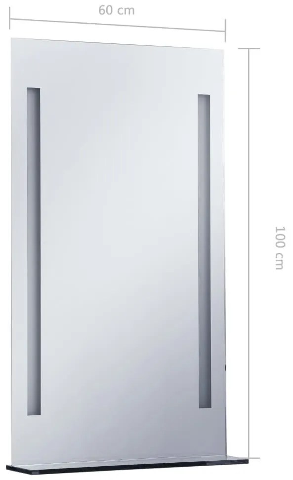 Καθρέφτης Μπάνιου Τοίχου με LED και Ράφι 60 x 100 εκ. - Ασήμι