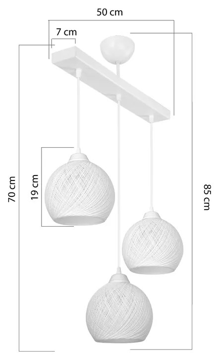 ΦΩΤΙΣΤΙΚΟ ΟΡΟΦΗΣ ΤΡΙΦΩΤΟ PWL-0973 II PAKOWORLD Ε27 ΛΕΥΚΟ 50X18X85ΕΚ