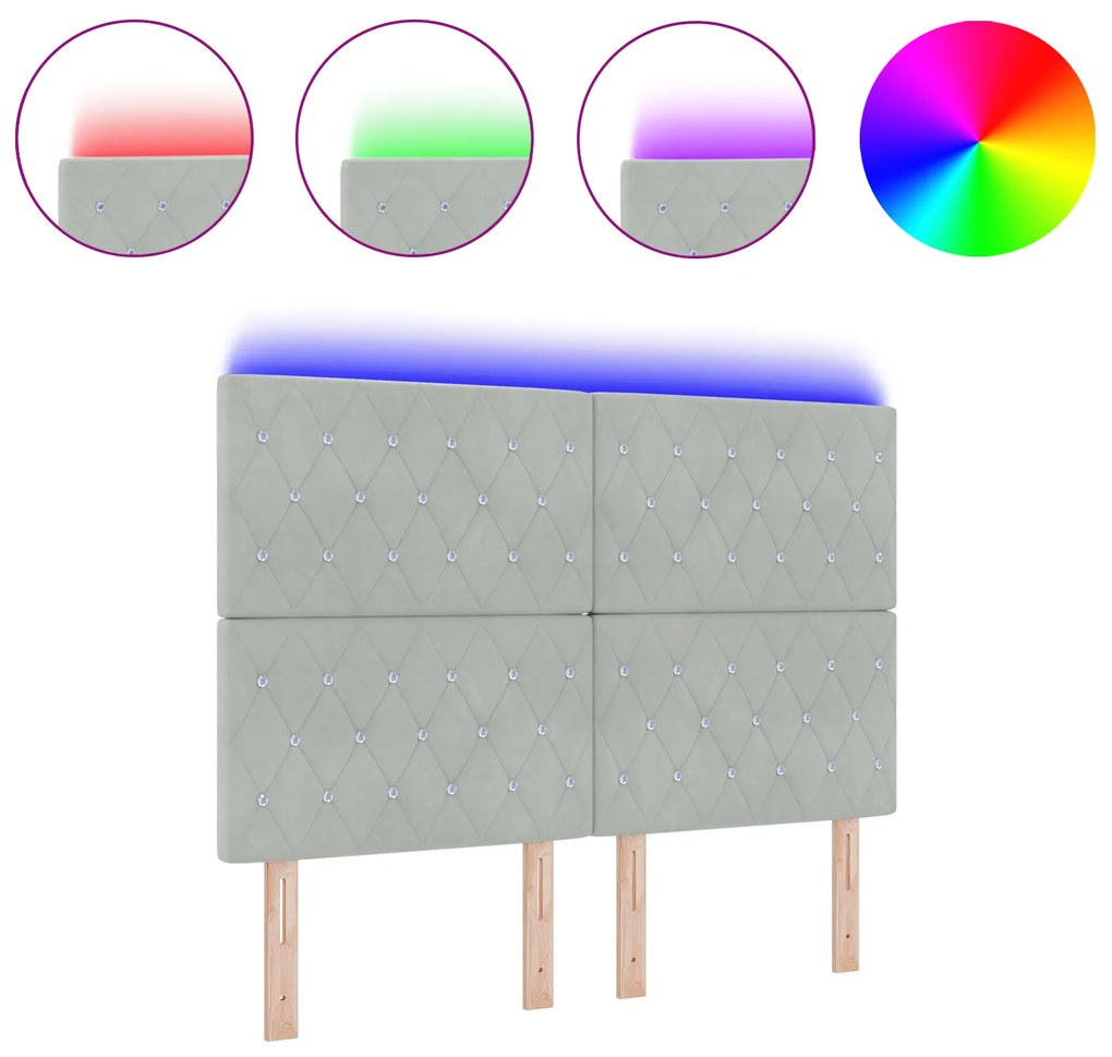 vidaXL Κεφαλάρα LED Ανοιχτό Γκρι 72 cm Βελούδο