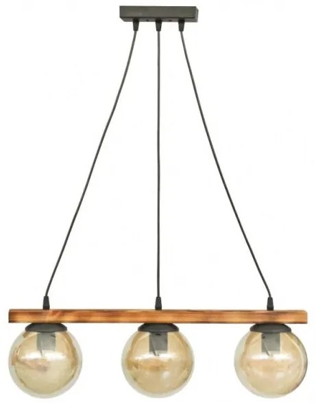 Κρεμαστό Φωτιστικό Οροφής Ράγα R-600 CABLE 3L WOOD 30-0073 Heronia-30-0073-Μπρονζέ 30-0073