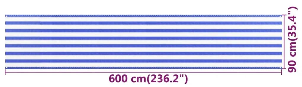 vidaXL Διαχωριστικό Βεράντας Μπλε / Λευκό 90x600 εκ. από HDPE