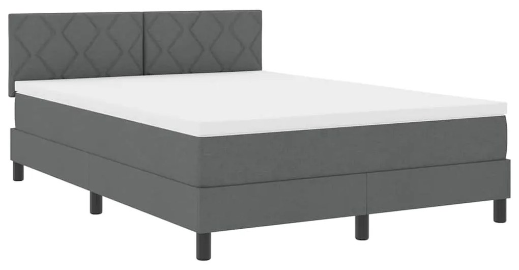 vidaXL Κρεβάτι box spring με στρώμα Σκούρο γκρι 140 x 200 cm ύφασμα