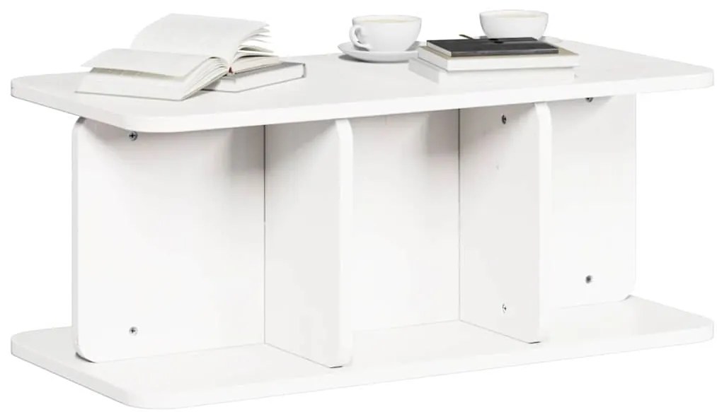 vidaXL Τραπεζάκι σαλονιού Λευκό 80 x 39.5 x 33.5 εκ Μασίφ ξύλο πεύκου