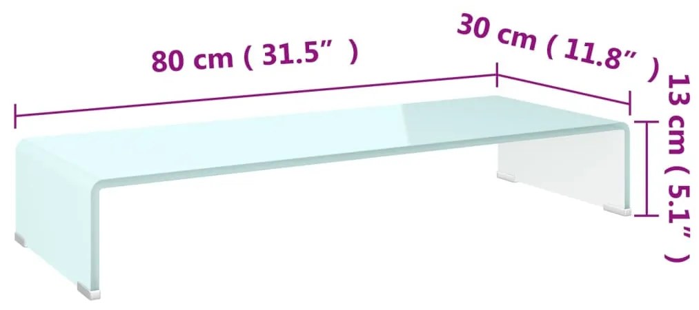 ΒΑΣΗ ΤΗΛΕΟΡΑΣΗΣ/ΟΘΟΝΗΣ ΛΕΥΚΗ 80 X 30 X 13 ΕΚ. ΓΥΑΛΙΝΗ 244145