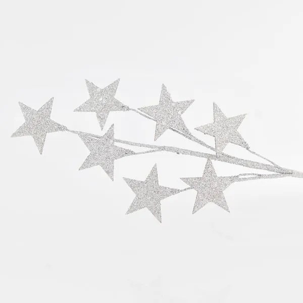 Eurolamp Κλαδί Με Glitter Αστέρια 46cm Ασημί 600-44242