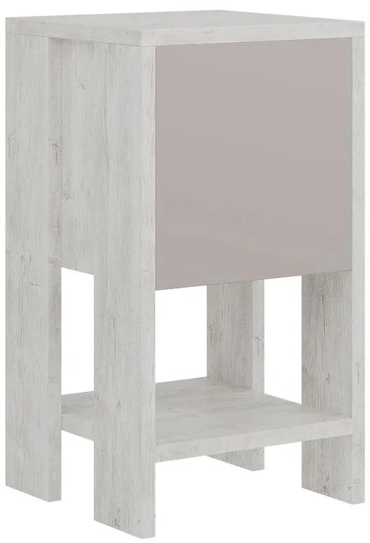 Κομοδίνο Ema χρώμα λευκό antique-μόκα 30x30x55εκ 30x30x55 εκ.