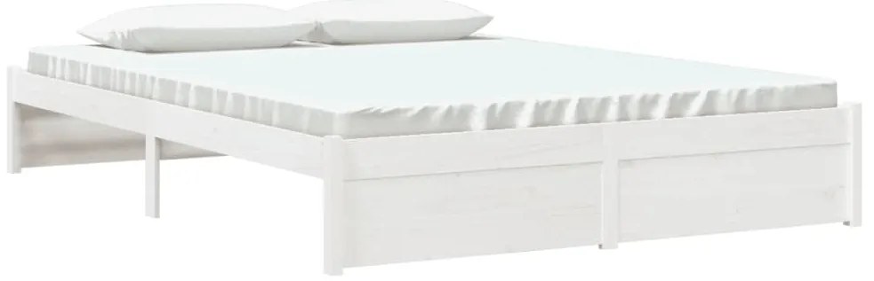 vidaXL Πλαίσιο Κρεβατιού Λευκό 150 x 200 εκ. Μασίφ Ξύλο King Size