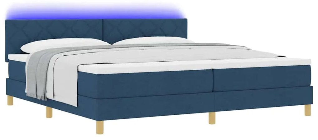 vidaXL Κρεβάτι με ελατήρια με στρώμα Μπλε 200 x 200 cm ύφασμα