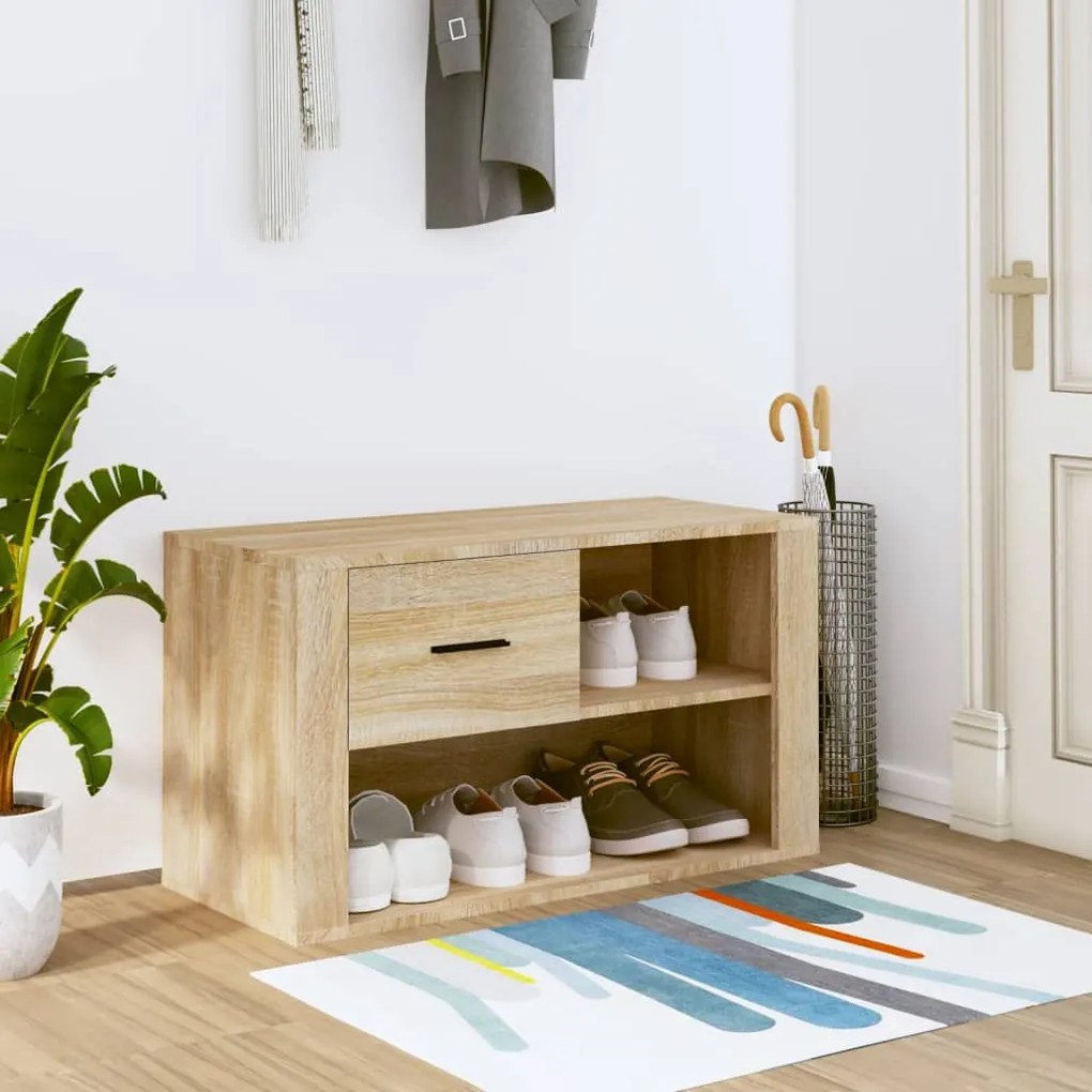 vidaXL Παπουτσοθήκη Sonoma Δρυς 80x35x45 εκ. από Επεξεργασμένο Ξύλο
