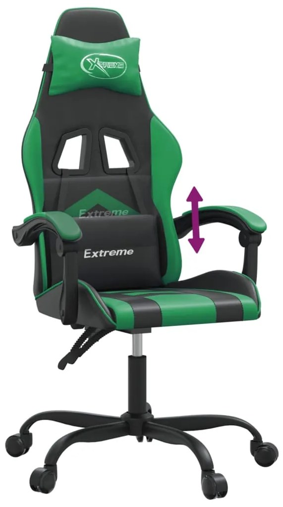 vidaXL Καρέκλα Gaming Μαύρο/πράσινο από Συνθετικό Δέρμα