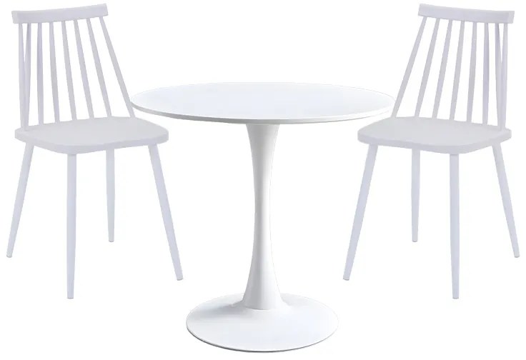 Τραπεζαρία Elijah-Aurora I pakoworld σετ 3τεμ pp σε λευκή απόχρωση Φ60x74εκ