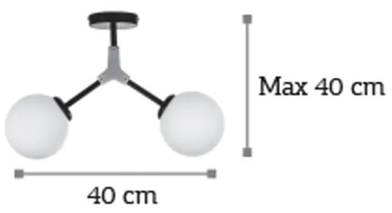 Κρεμαστό φωτιστικό από μαύρο μέταλλο και λευκή οπαλίνα (6167-2-GL)