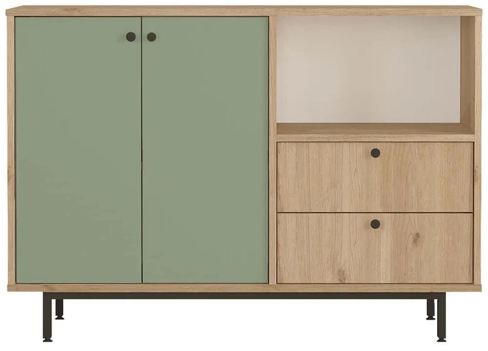 Ντουλάπι 956LCS3580 120x35,5x85cm Oak-Green Μοριοσανίδα, Μέταλλο
