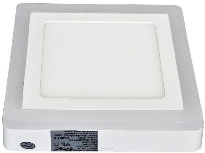 LED V-TAC Εξωτερικό Πάνελ mini 12W+3w τετράγωνο με φωτεινό περίγραμμα Θερμό Λευκό 4925