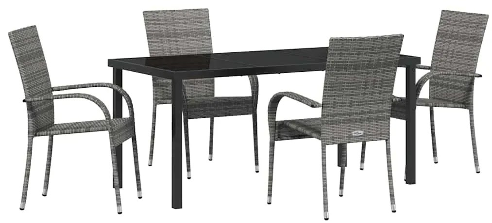 vidaXL Σέτ φαγητού για κήπο 5 pcs Γκρι Χάλυβας με επίστρωση πούδρας