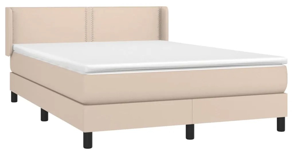 Κρεβάτι Boxspring με Στρώμα Καπουτσίνο 140x190εκ.από Συνθ.Δέρμα - Καφέ