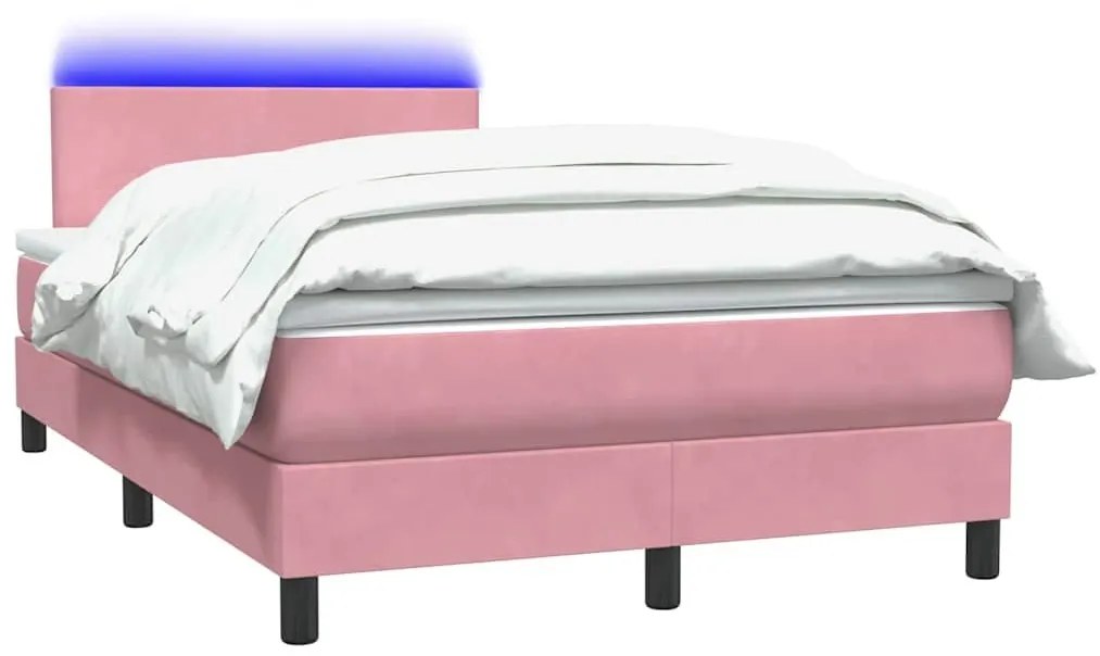 Box Spring κρεβάτι με στρώμα ροζ 120x220 cm Βελούδινο - Ροζ