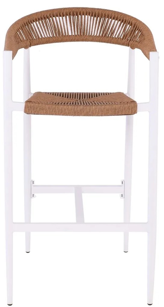 MADY Σκαμπό Bar, ALU Άσπρο, Rope Wicker Φυσικό 56x58x105cm