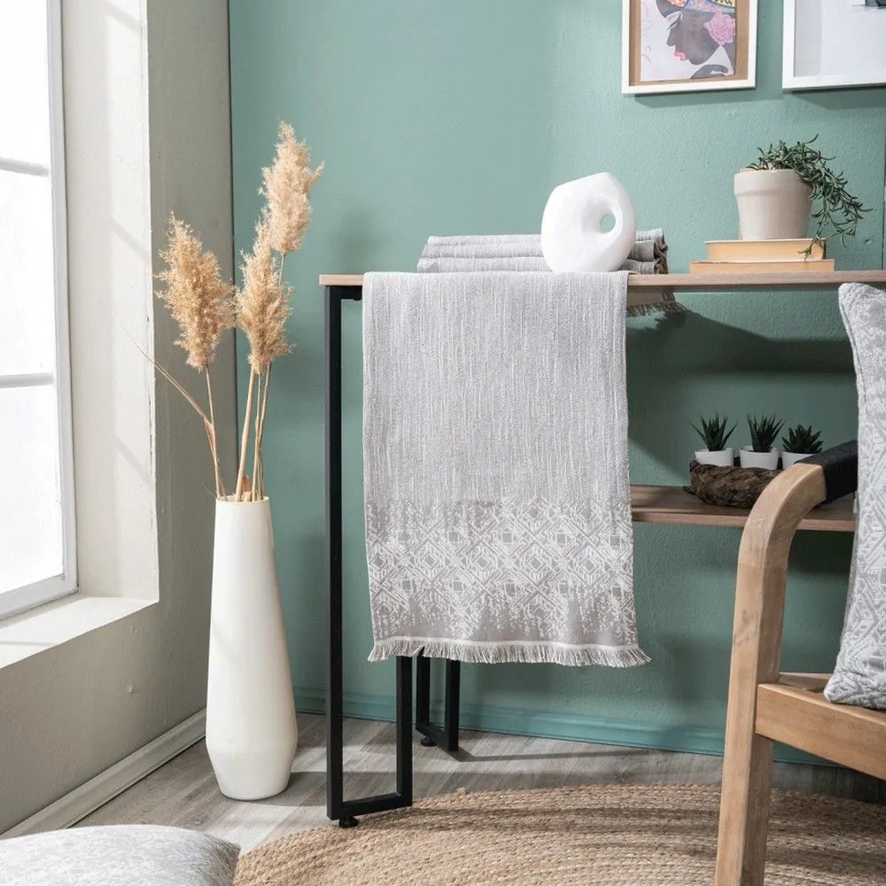 Τραβέρσα Felicia 04 Grey Teoran 45X180 Cotton-Polyester