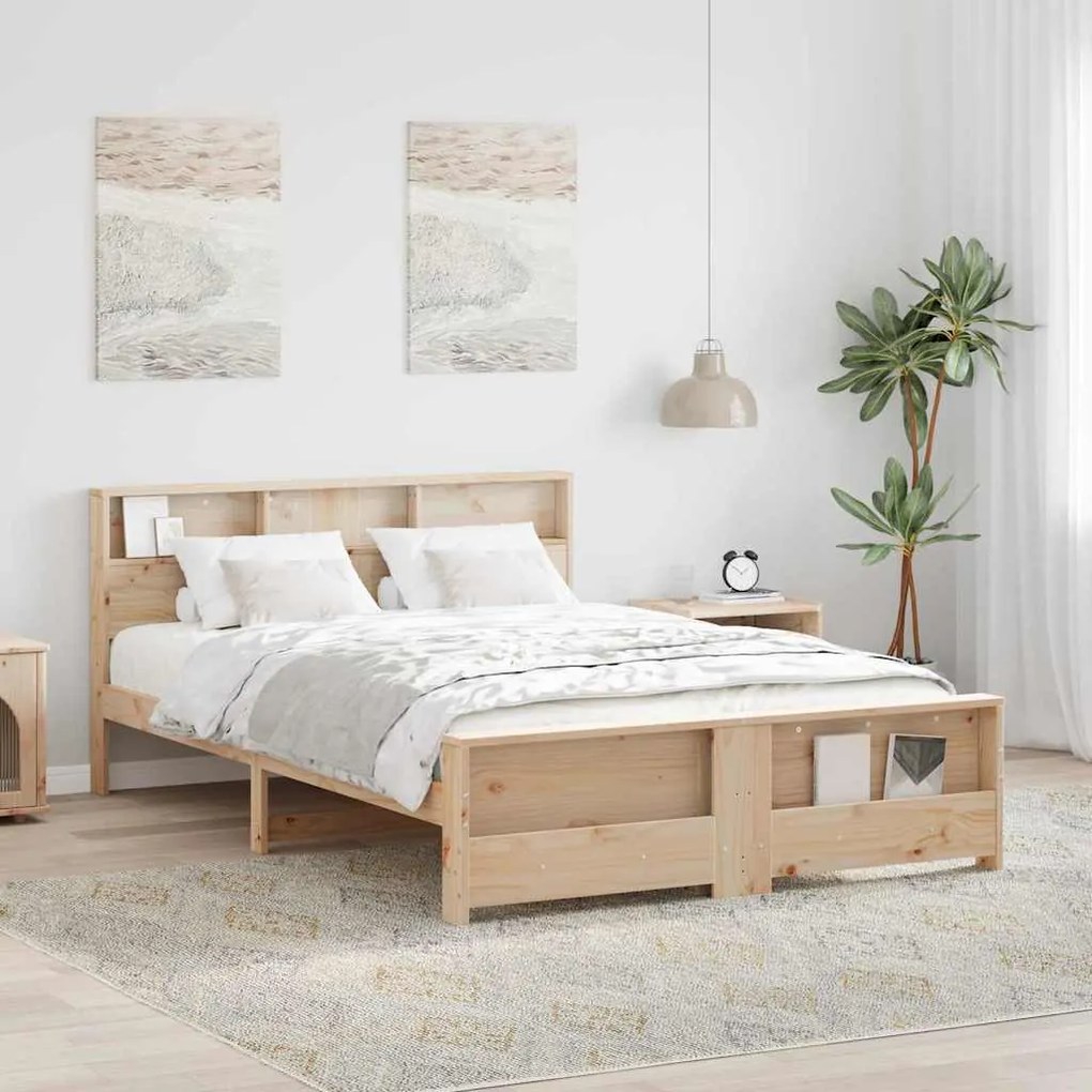 vidaXL Σκελετός Κρεβατιού Καφέ 140 x 200 cm Μασίφ ξύλο πεύκου
