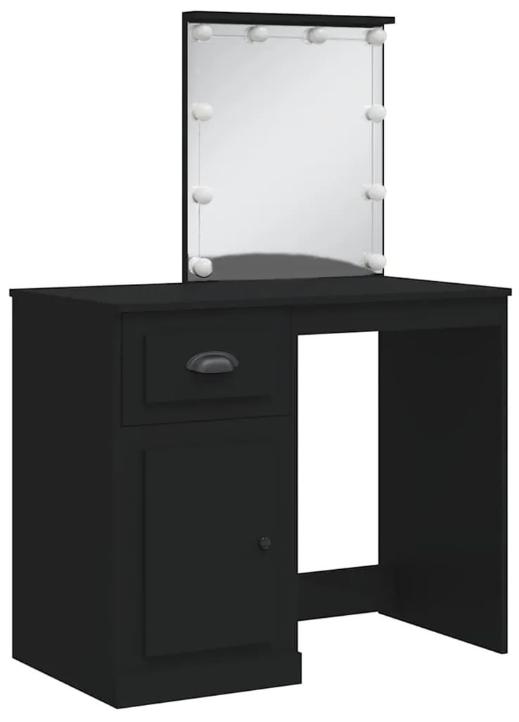 vidaXL Μπουντουάρ με LED Φώτα Μαύρο 90 x 42 x 132,5 εκ.