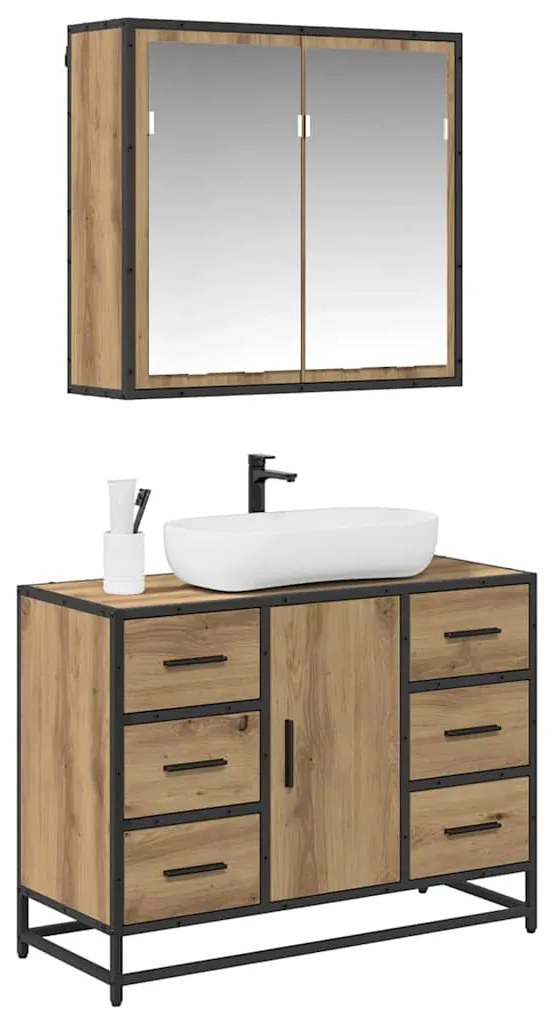 vidaXL Σετ Επίπλων Μπάνιου με πόρτα 2 pcs artisan δρυς 80 x 33 x 60 εκ
