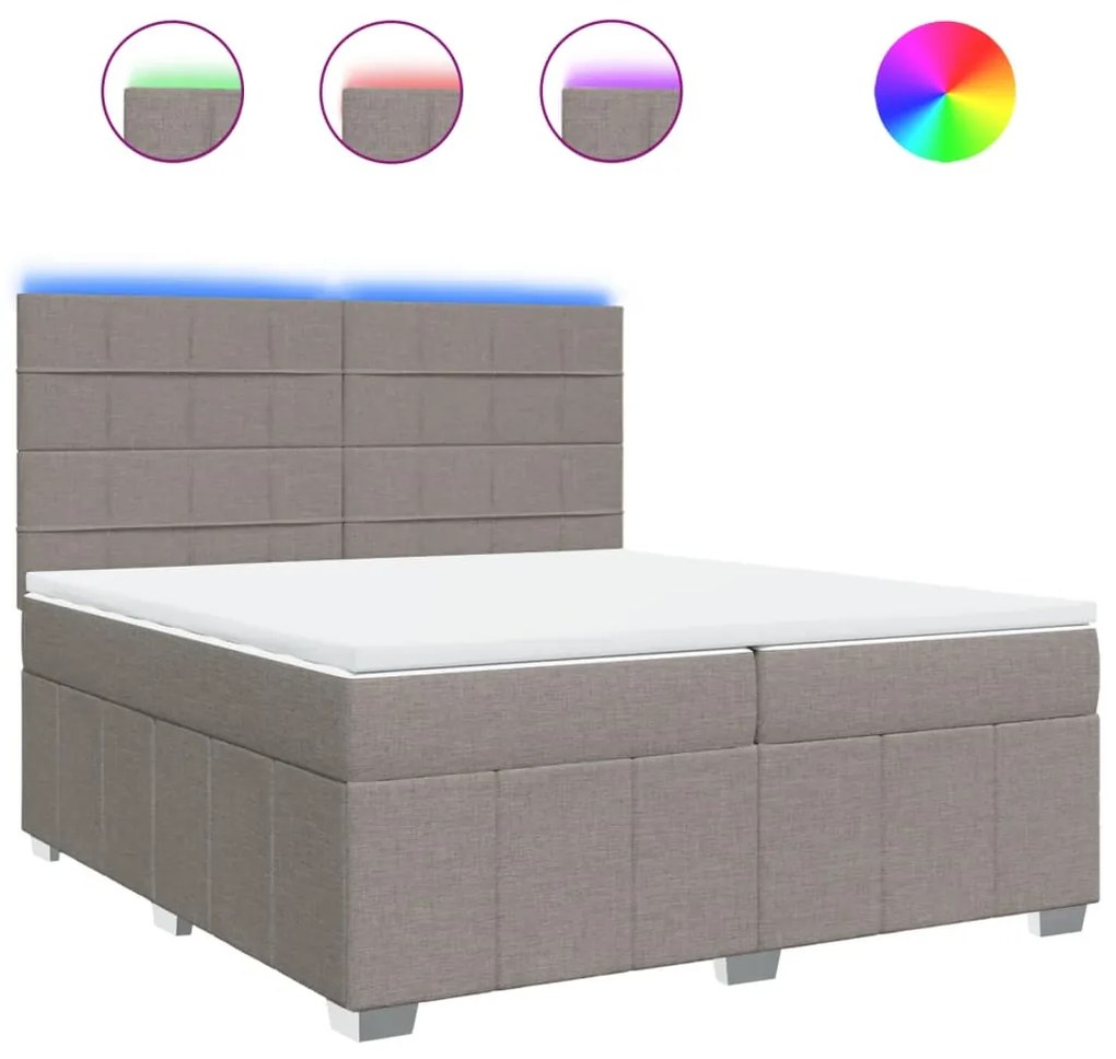 Κρεβάτι Boxspring με Στρώμα Taupe 200x200 εκ. Υφασμάτινο - Μπεζ-Γκρι