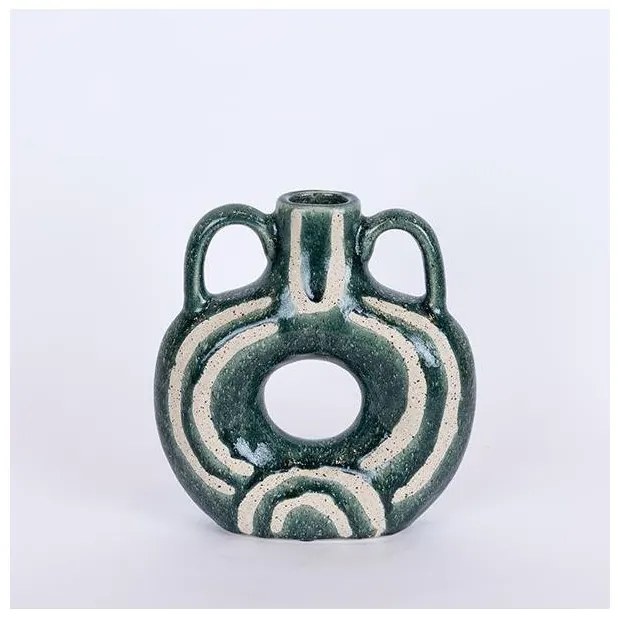 Βάζο Κεραμικό Πράσινο Σκούρο-Μπεζ 21.7x7x24cm 752-20336 Estheti-752-20336-Πράσινο 752-20336