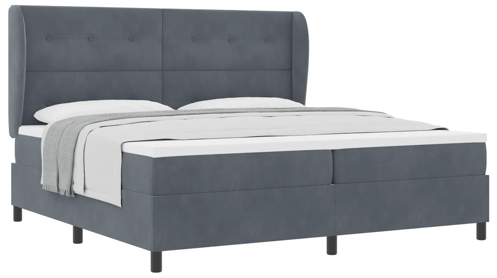 vidaXL Κρεβάτι Box Spring με Στρώμα Γκρι 200x200 εκ. Βελούδο