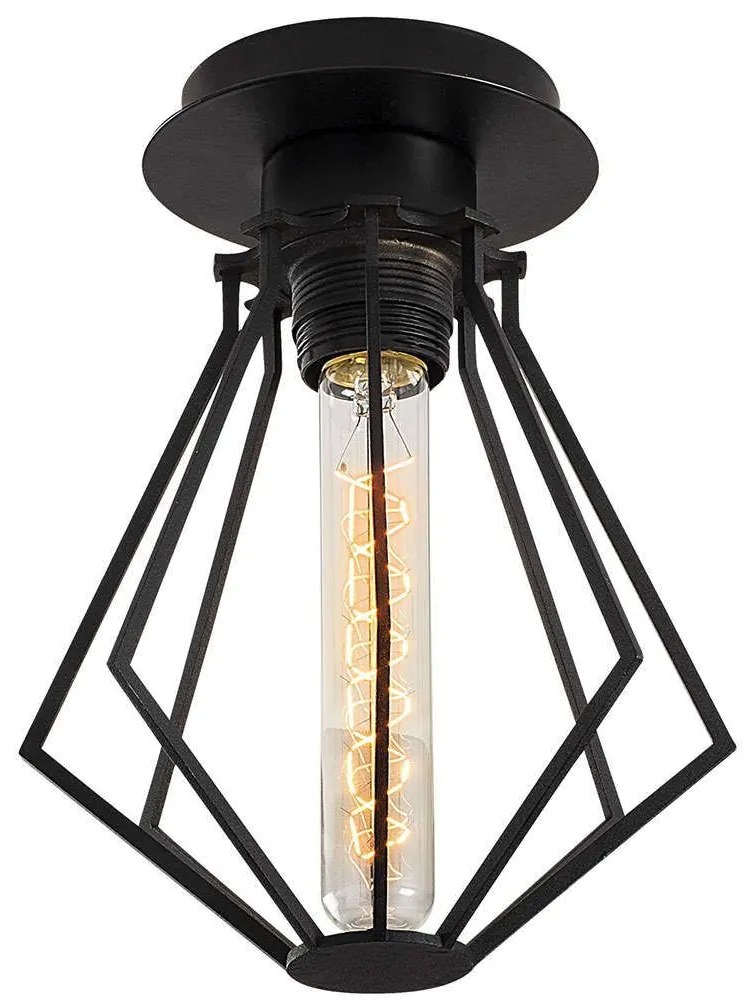 Φωτιστικό Οροφής - Πλαφονιέρα Oylat 525NOR1480 Φ18x25cm 1xE27 40W Black Opviq