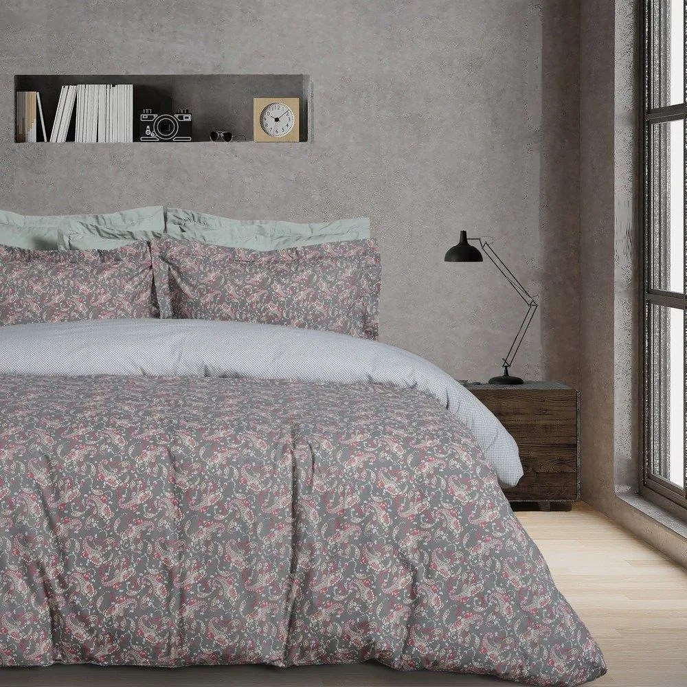 Σεντόνια Casual 5423 Με Λάστιχο (Σετ 4τμχ) Khaki-Coral Das Home Υπέρδιπλo 170x235cm Cotton-Polyester