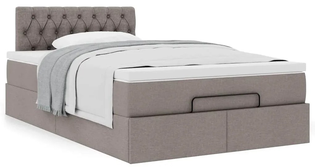 vidaXL Οθωμανικό κρεβάτι με στρώμα Taupe 120x190 cm Ύφασμα