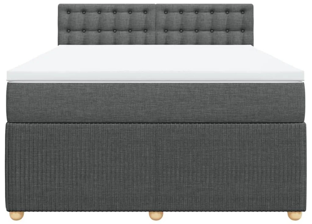 Κρεβάτι Boxspring με Στρώμα Σκούρο Γκρι 140x200 εκ Υφασμάτινο - Γκρι