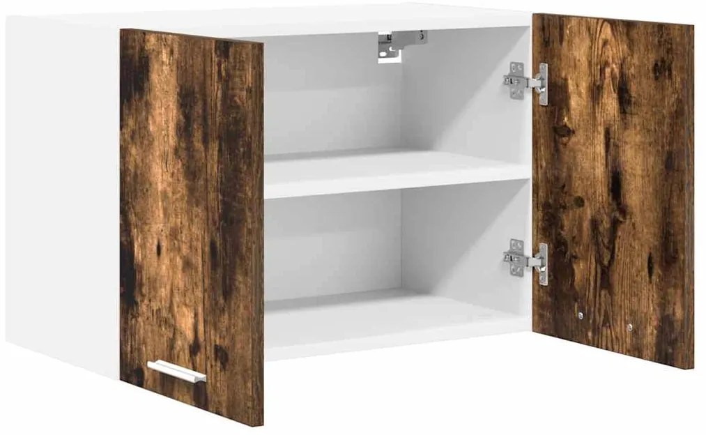 vidaXL Κρεμαστό ντουλάπι με πόρτα Riga 2 pcs Καπνιστός Δρυς και Λευκό