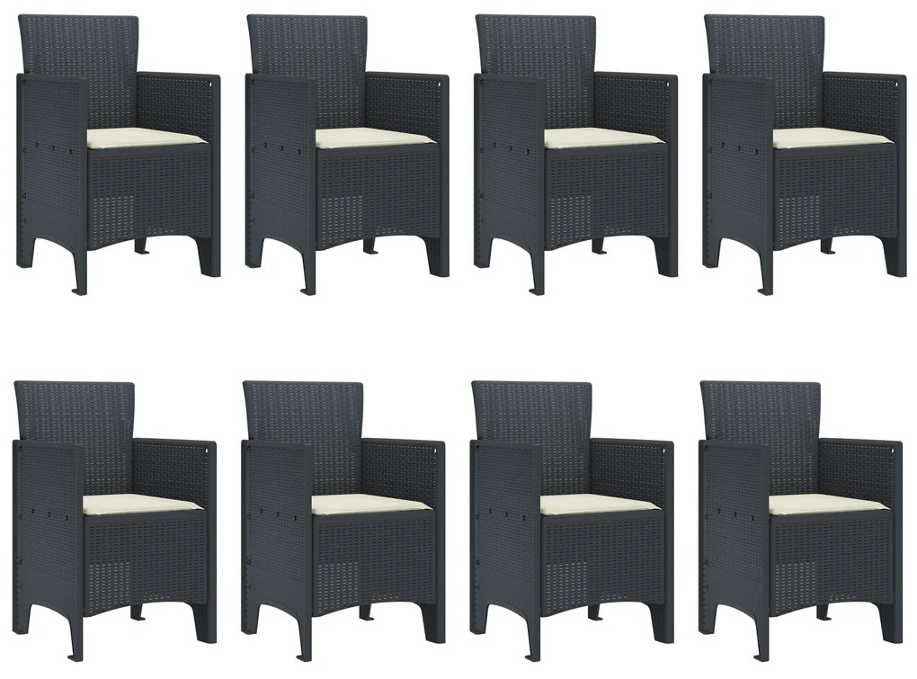 vidaXL Σετ Τραπεζαρίας Κήπου 9 pcs Ανθρακί 250 x 100 x 73 εκ PE Ρατάν