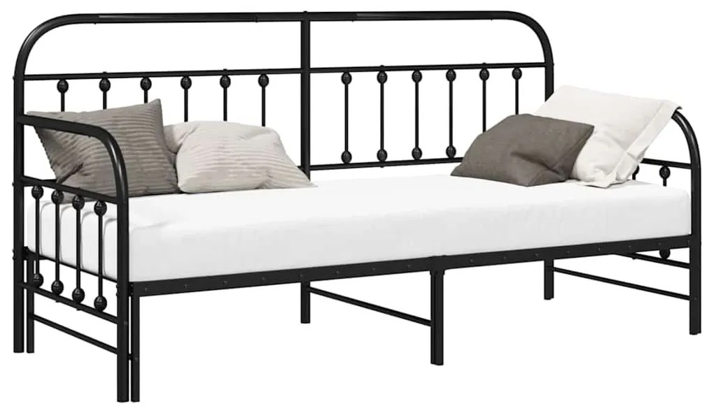 vidaXL Σκελετός κρεβατιού ημέρας Μαύρο 75 x 190 cm