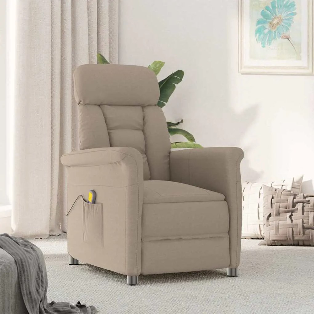 vidaXL Καρέκλα μασάζ με μαξιλάρι Taupe 70.5 x 96.5 x 95 cm ύφασμα